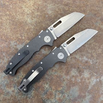 Demko AD20.5 Carbon Fiber Scales Stonewashed 20CV Sharks Foot Blade Folding Knife