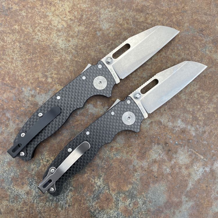 Demko AD20.5 Carbon Fiber Scales Stonewashed 20CV Sharks Foot Blade Folding Knife