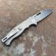 Demko AD20.5 Smooth Titanium Scales Stonewashed 20CV Sharks Foot Blade Folding Knife