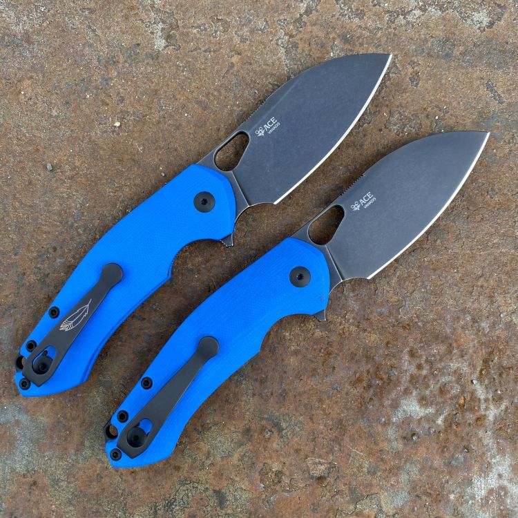 GiantMouse ACE Biblio XL Blue G10 Vanadis PVD Blade Folding Knife
