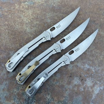 GiantMouse ACE Bleecker Framelock Titanium Satin Magnacut Blade Folding Knife