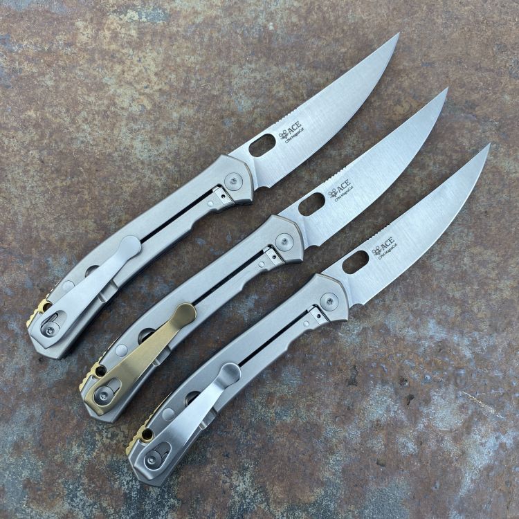 GiantMouse ACE Bleecker Framelock Titanium Satin Magnacut Blade Folding Knife