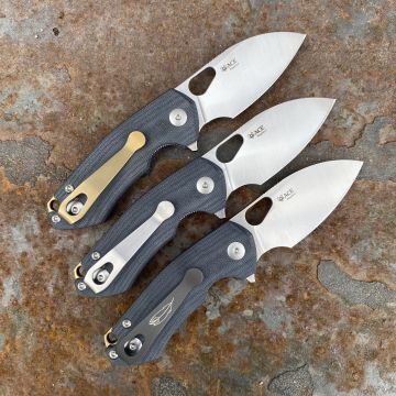 GiantMouse ACE RIV Black Canvas Micarta Magnacut Satin Blade Folding Knife