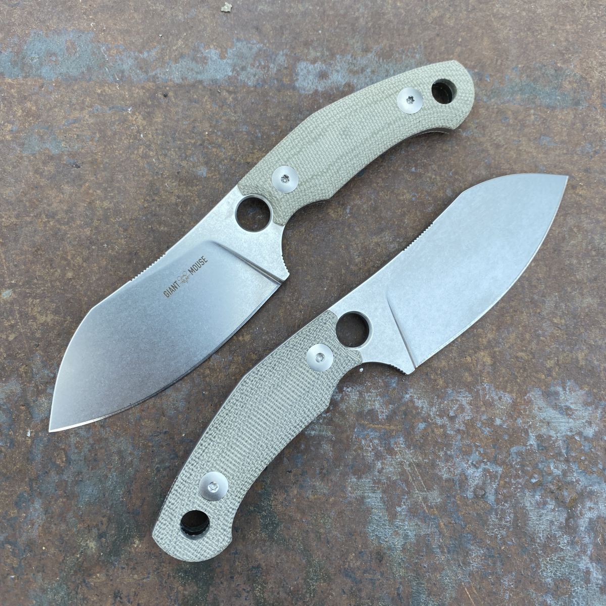 GiantMouse GMF1-XL Green Canvas Micarta Stonewashed Bohler N690