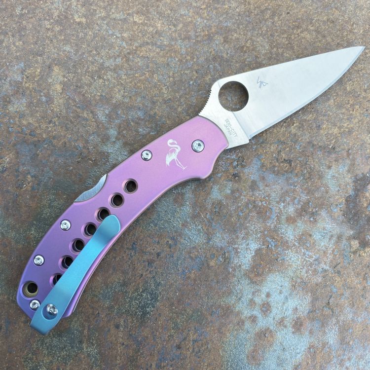 Justin's MOD "Miami" Custom Delica 4 MOD 2 Titanium Scales S30V Blade Folding Knife