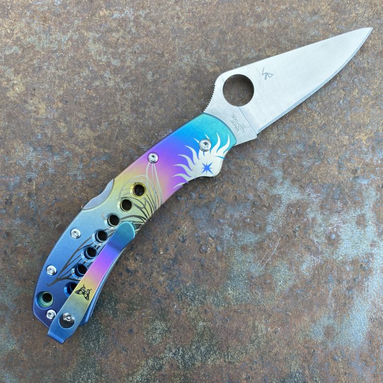 Abby's MOD "Butterfly Knife" Custom Delica 4 MOD 2 Titanium S30V Blade Folding Knife