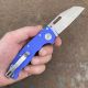 Demko AD20.5 Blue #2 G10 Scales Stonewashed 20CV Sharks Foot Blade Folding Knife