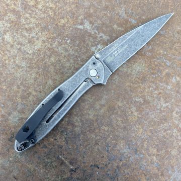 Kershaw Leek A/O Frame Lock Black Stainless Steel Blackwash Sandvik 14C28N Folding Knife