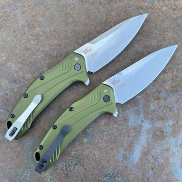 Kershaw Link Assisted Opening Olive Green Aluminum Stonewash Magnacut Blade Folding Knife