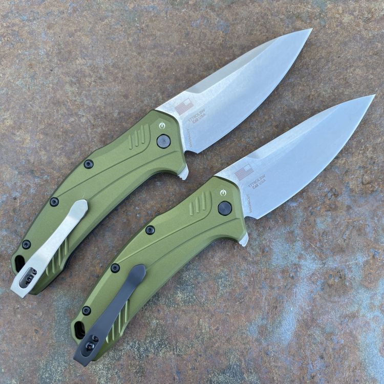 Kershaw Link Assisted Opening Olive Green Aluminum Stonewash Magnacut Blade Folding Knife