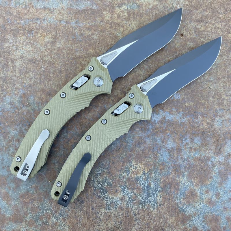 Microtech Amphibian Ram-Lok Fluted OD Green G10 Black M390 Folding Knife