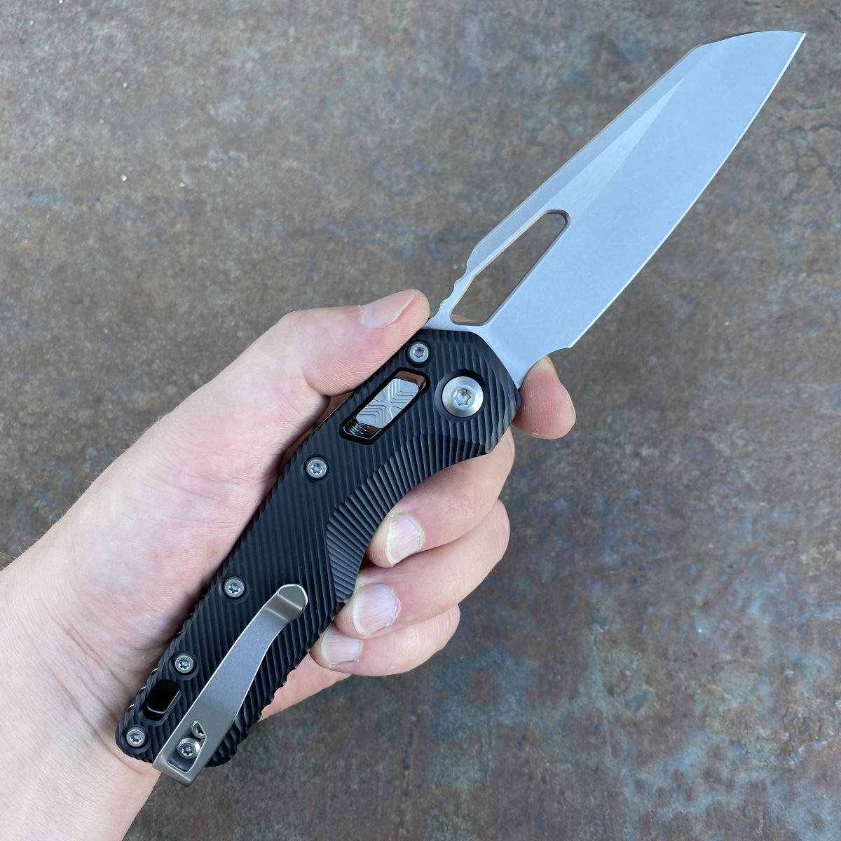 Microtech MSI Ram-Lok Black Aluminum Stonewashed M390 (210 Microtech MSI Ram-Lok Black Aluminum Stonewashed M390 (210