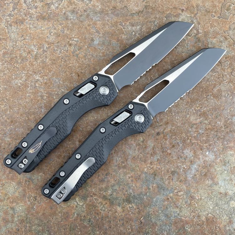 Microtech MSI Ram-Lok Black Polymer Two-Tone Black Partially Serrated M390 Folding Knife