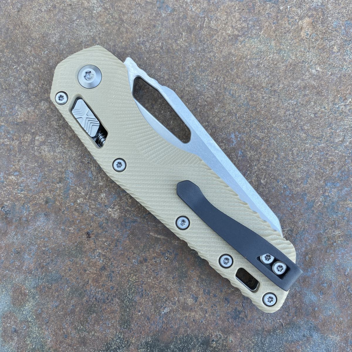 Microtech MSI Ram-Lok Fluted Tan G-10 Stonewashed M390 (210