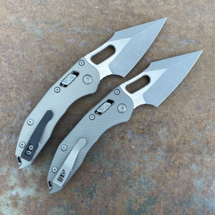 Microtech Stitch Ram-Lok Fluted Natural Clear Aluminum Apocalyptic M390 Folding Knife