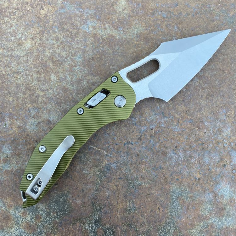 Microtech Stitch Ram-Lok Fluted OD Green Aluminum Stonewash M390 Folding Knife