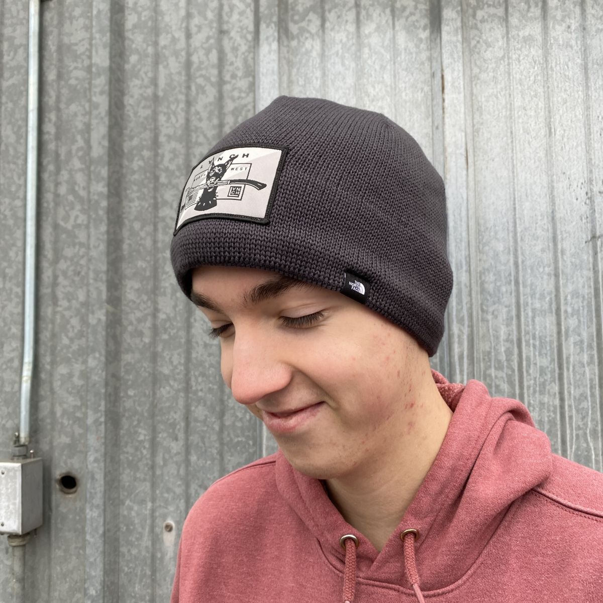 north face grey beanie