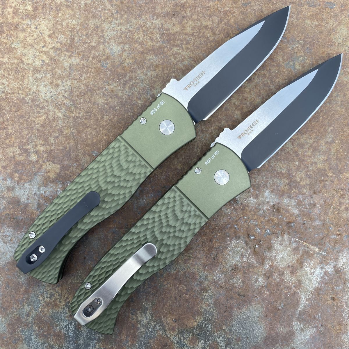 Pro-Tech BladeShow 2024 Emerson CQC-7 Auto Green Aluminum Two Tone