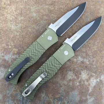 Pro-Tech BladeShow 2024 Emerson CQC-7 Green Aluminum Two Tone 20CV Blade Folding Knife
