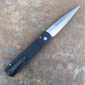 Pro-Tech Godfather Auto Black Jigged Aluminum Satin 154CM Blade Folding Knife