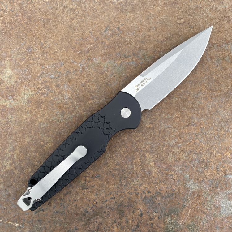 Pro-Tech TR-3 BladeShow 2024 Auto Fish Scale Aluminum Satin 154CM Blade Folding Knife