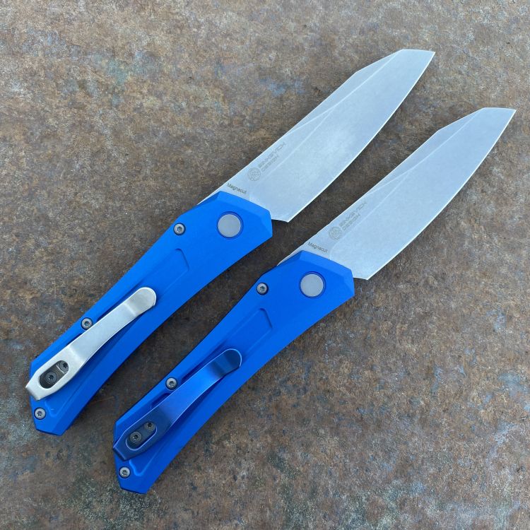Pro-Tech Auto Sinkevich Oligarch Blue Aluminum Stone Magnacut Blade Folding Knife