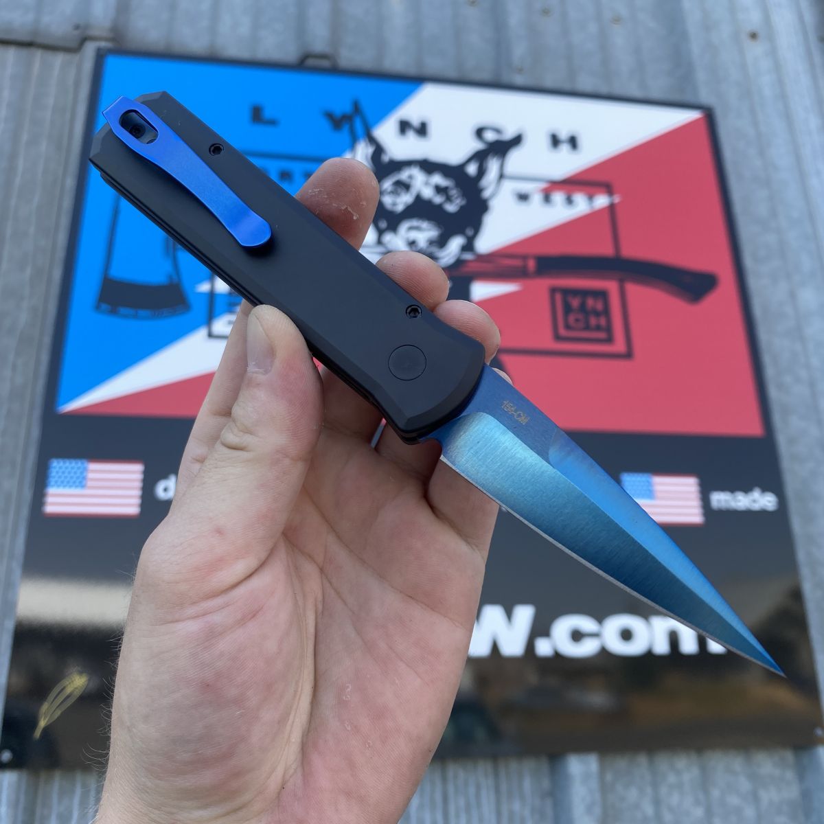 Pro-Tech Godson Auto Black Aluminum/G10 Sapphire Blue 154CM Blade