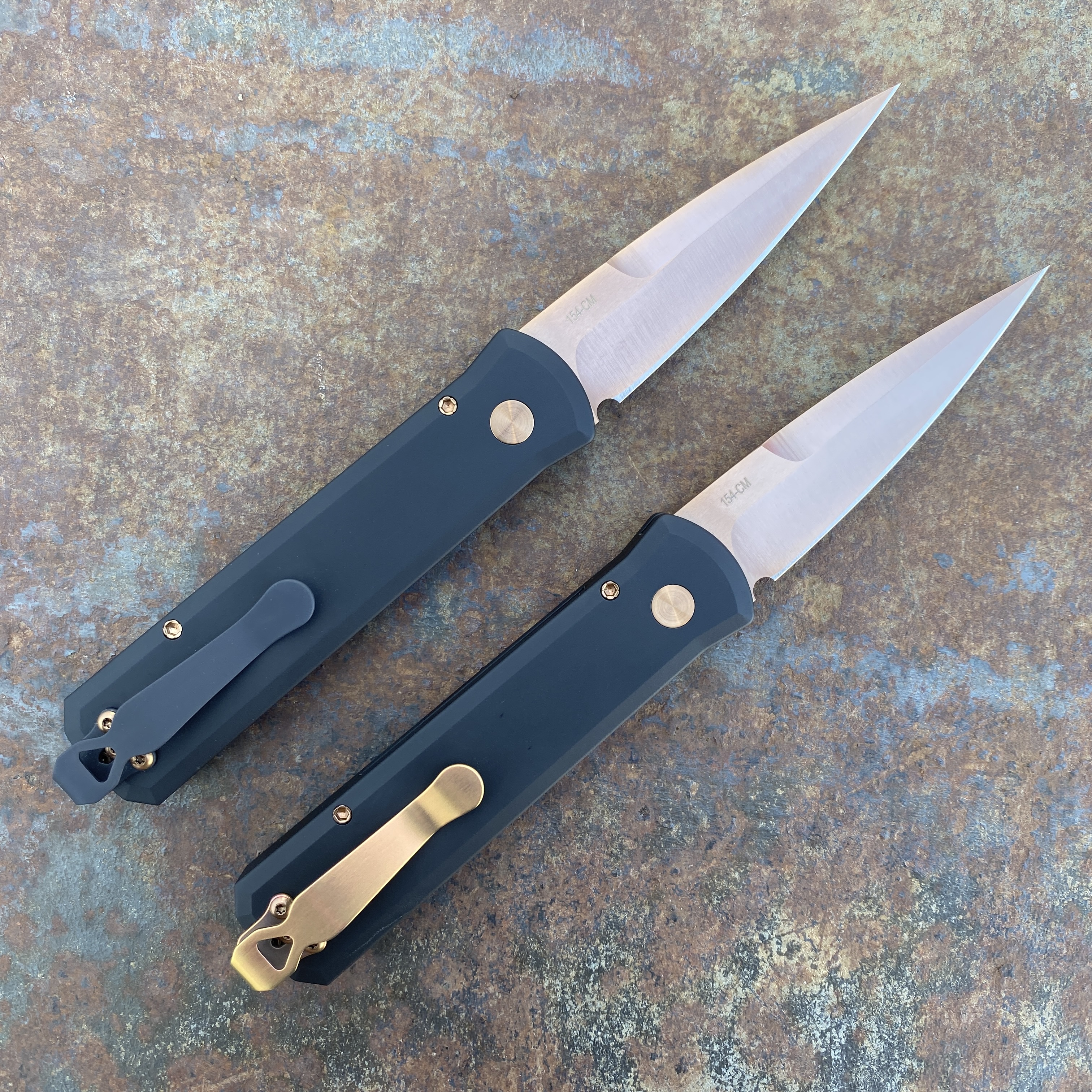Pro-Tech Godson Auto Black Aluminum Rose Gold 154CM Blade (721 RG