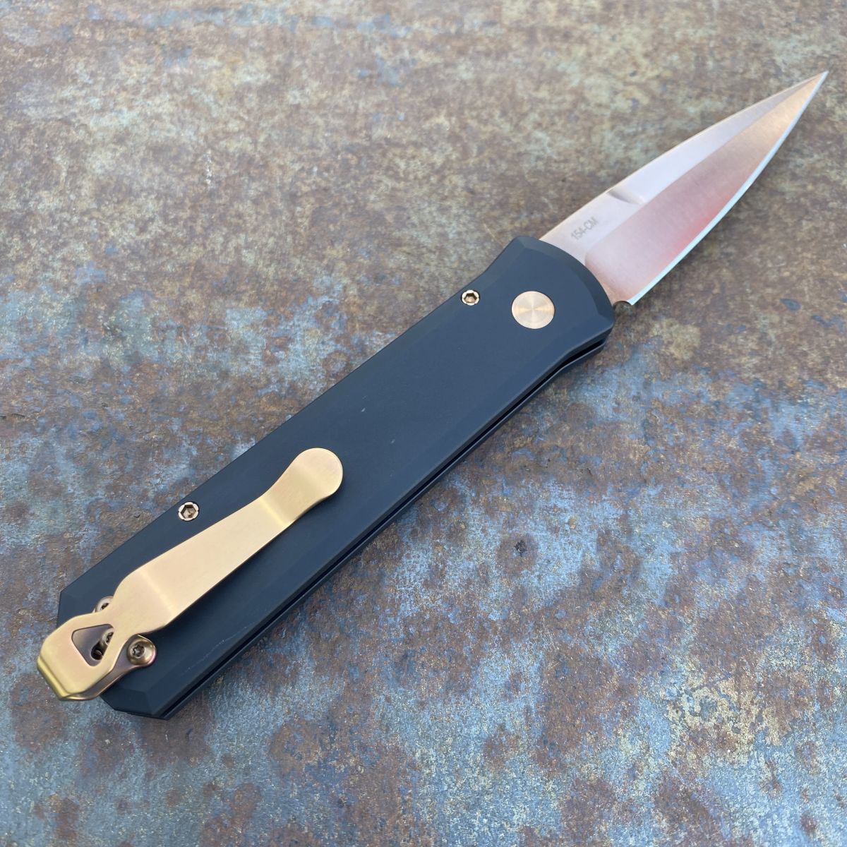 Pro-Tech Godson Auto Black Aluminum Rose Gold 154CM Blade (721 RG