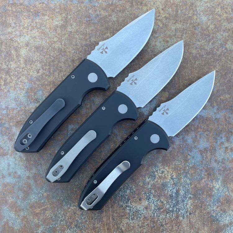 Pro-Tech Les George SBR Auto Black Aluminum Stonewashed S35V Blade Folding Knife
