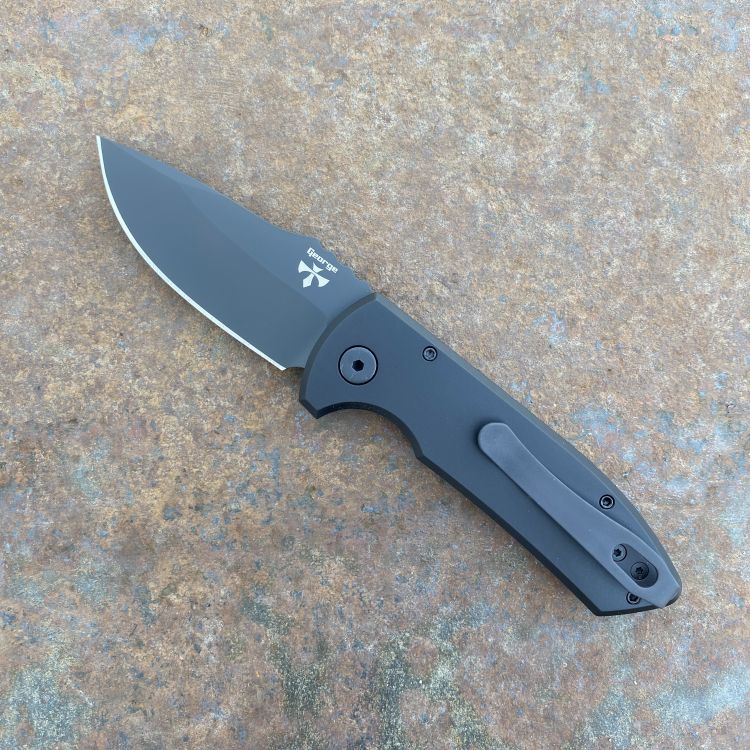 Pro-Tech Les George SBR Auto Left Handed Black Aluminum DLC S35V Blade Folding Knife