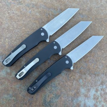 Pro-Tech Malibu Black Aluminum Stone Reverse Tanto Magnacut Blade Folding Knife