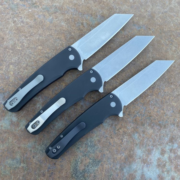 Pro-Tech Malibu Black Aluminum Stone Reverse Tanto Magnacut Blade Folding Knife