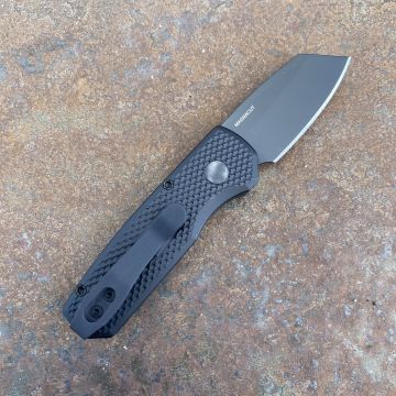 Pro-Tech Runt 5 Auto Textured Black Aluminum REV Tanto DLC Magnacut Blade Folding Knife