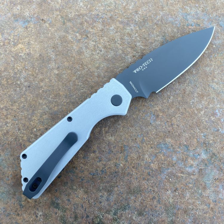 Pro-Tech Strider PT+ Auto Grey Aluminum Black DLC Magnacut Blade Folding Knife