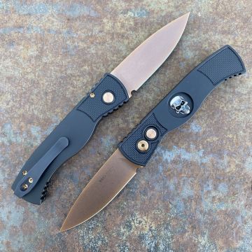Pro-Tech TR-2 Auto Black Aluminum Silver Skull Rose Gold Magnacut Blade Folding Knife