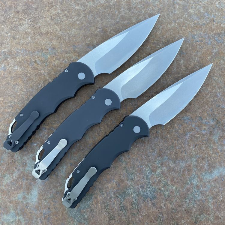 Pro-Tech TR-4 Auto Black Aluminum Stonewashed/Satin Blade Folding Knife