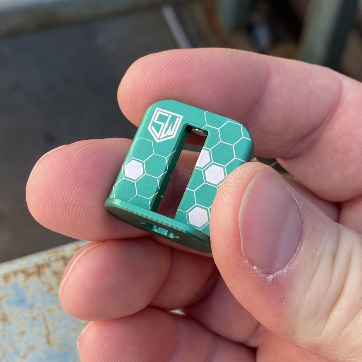 Skiff Workshop Finger Bit - Green Hex Laser Green Anodized Aluminum