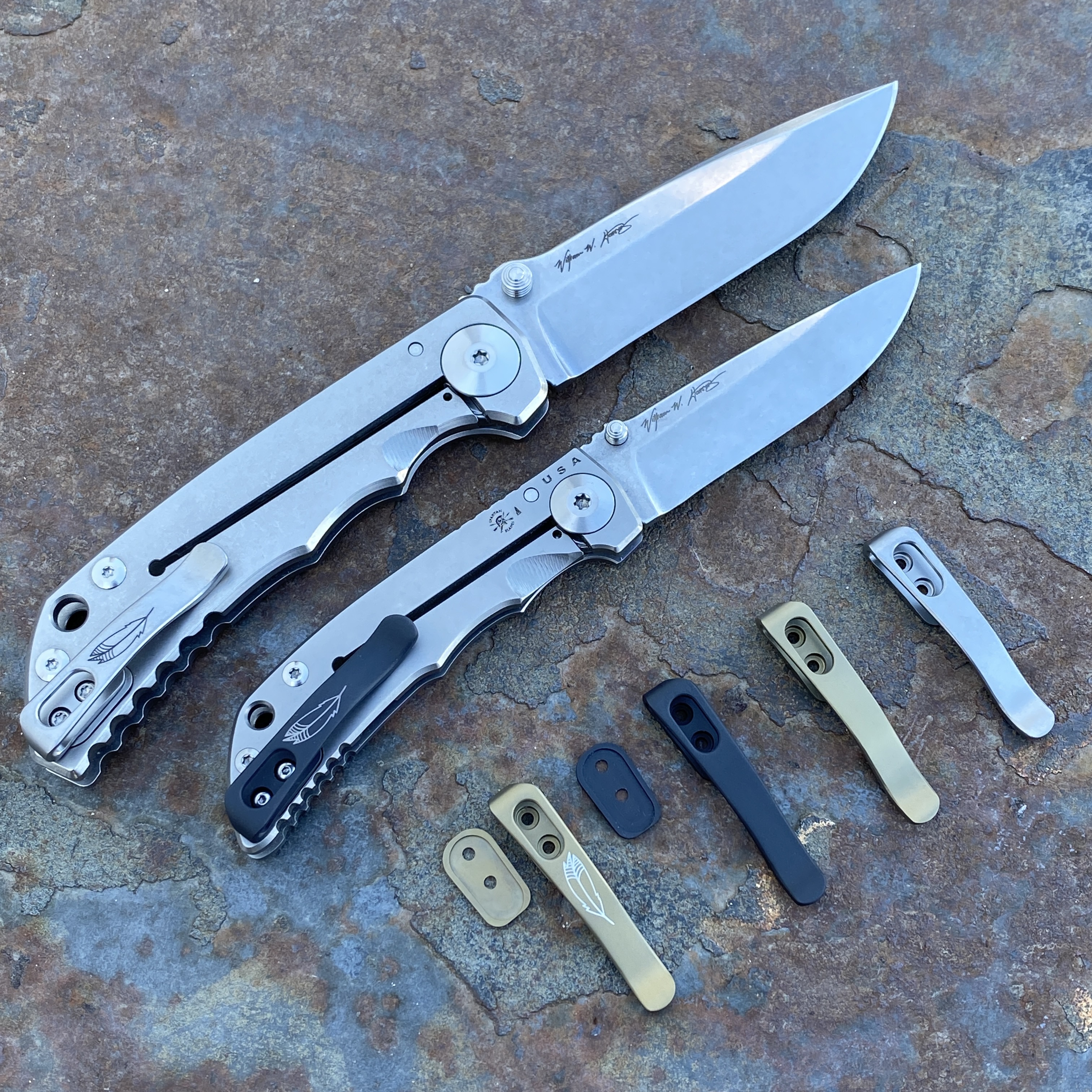 SHORE SPARTAN 2本 Milled Titanium Spartan Harsey Pocket Knife Clip | USA Made