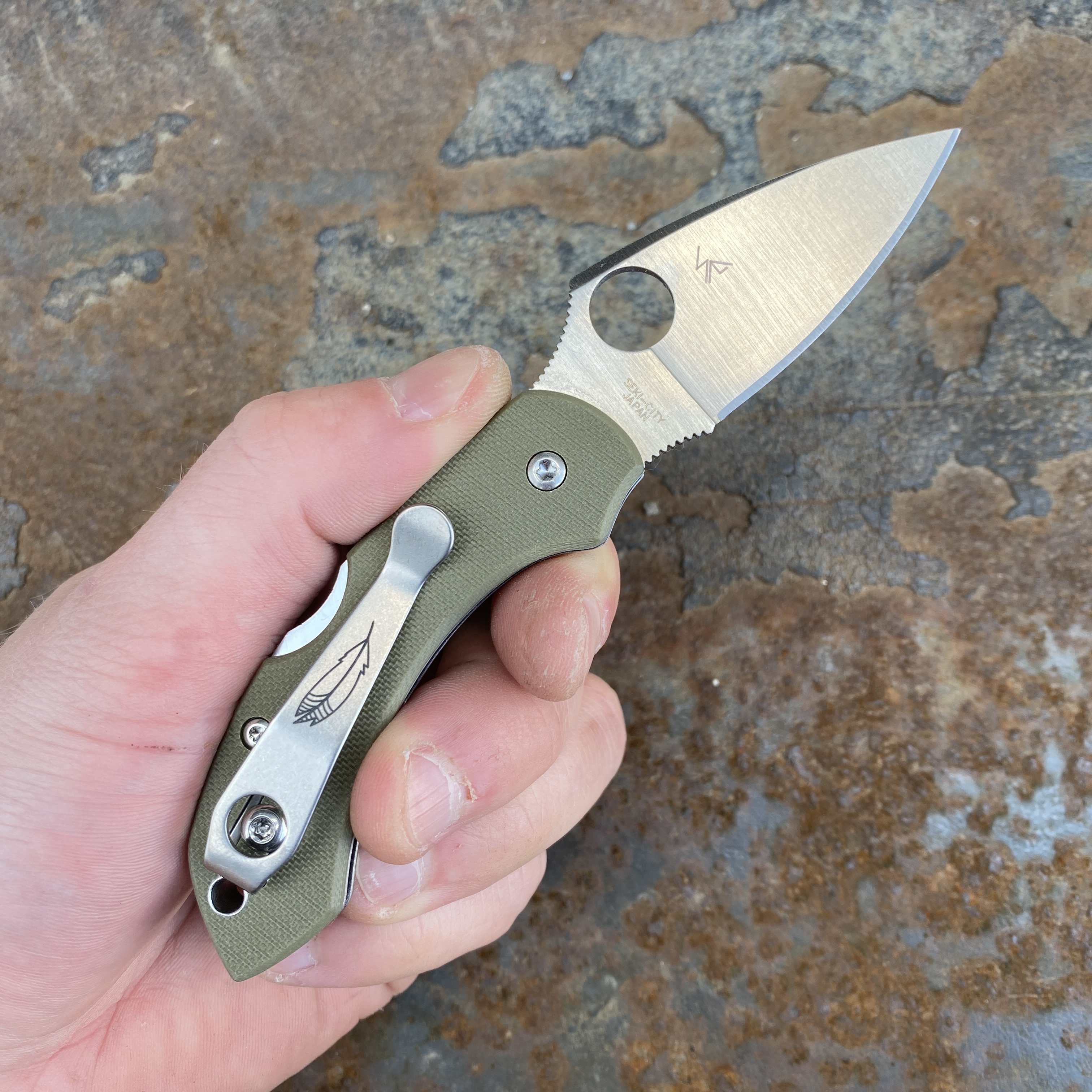 Spyderco Dragonfly Foliage Green G10 VG-10 Deep Carry Titanium Clip