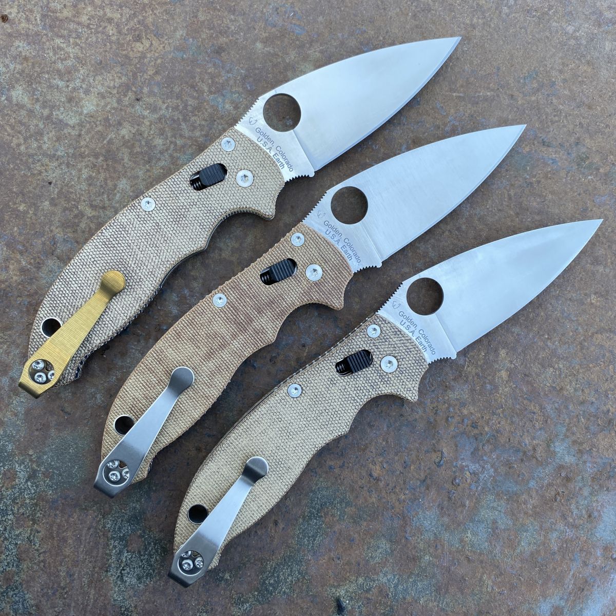 Spyderco Manix 2 Brown Micarta Canvas Scales Satin Cru-Wear Blade