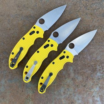 Spyderco Manix 2 LW Salt Yellow FRCP Scales Satin MagnaCut Blade Folding Knife