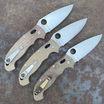 Spyderco Manix 2 XL Brown Micarta Canvas Scales Satin Cru-Wear Blade Folding Knife