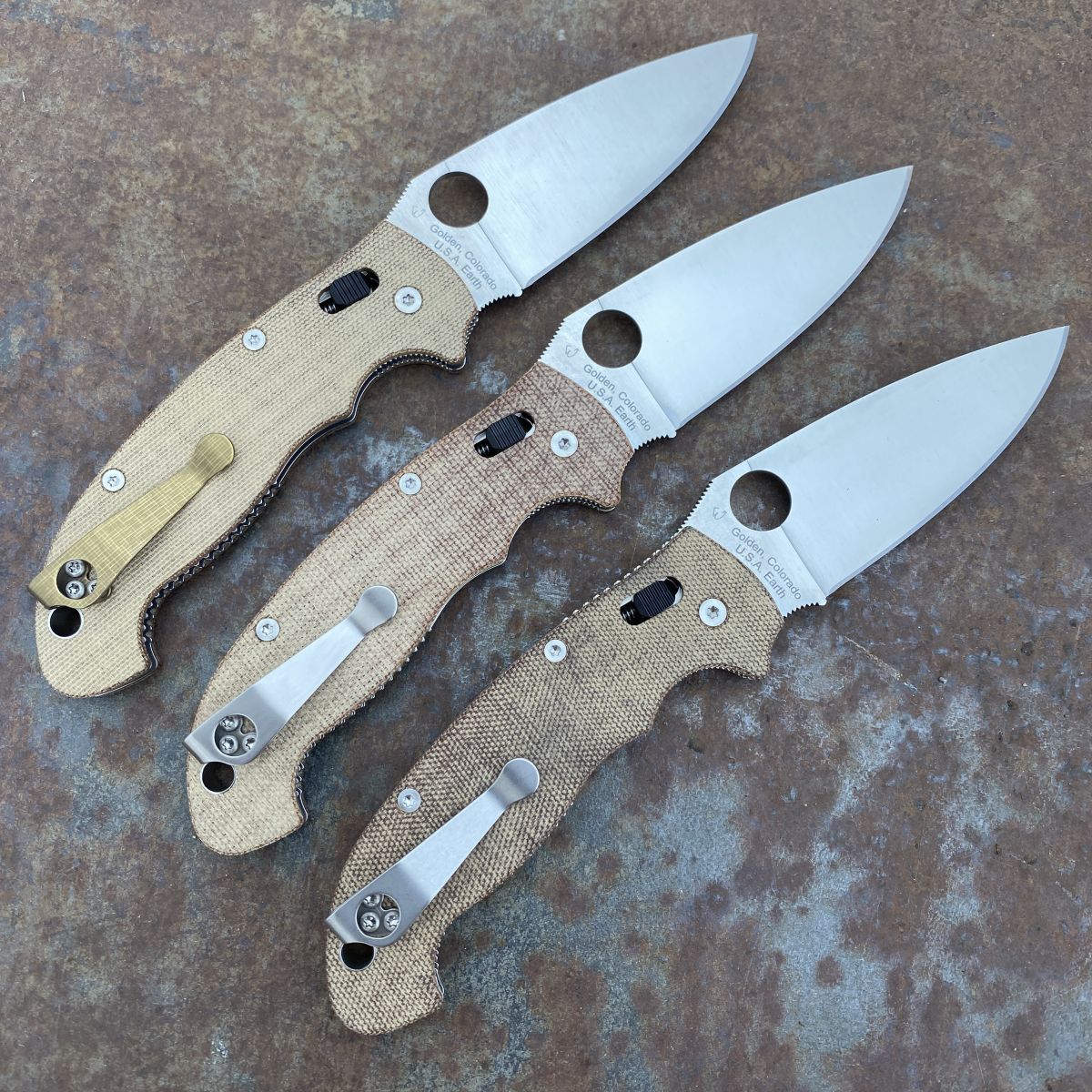 Spyderco Manix 2 XL Brown Micarta Canvas Scales Satin Cru-Wear