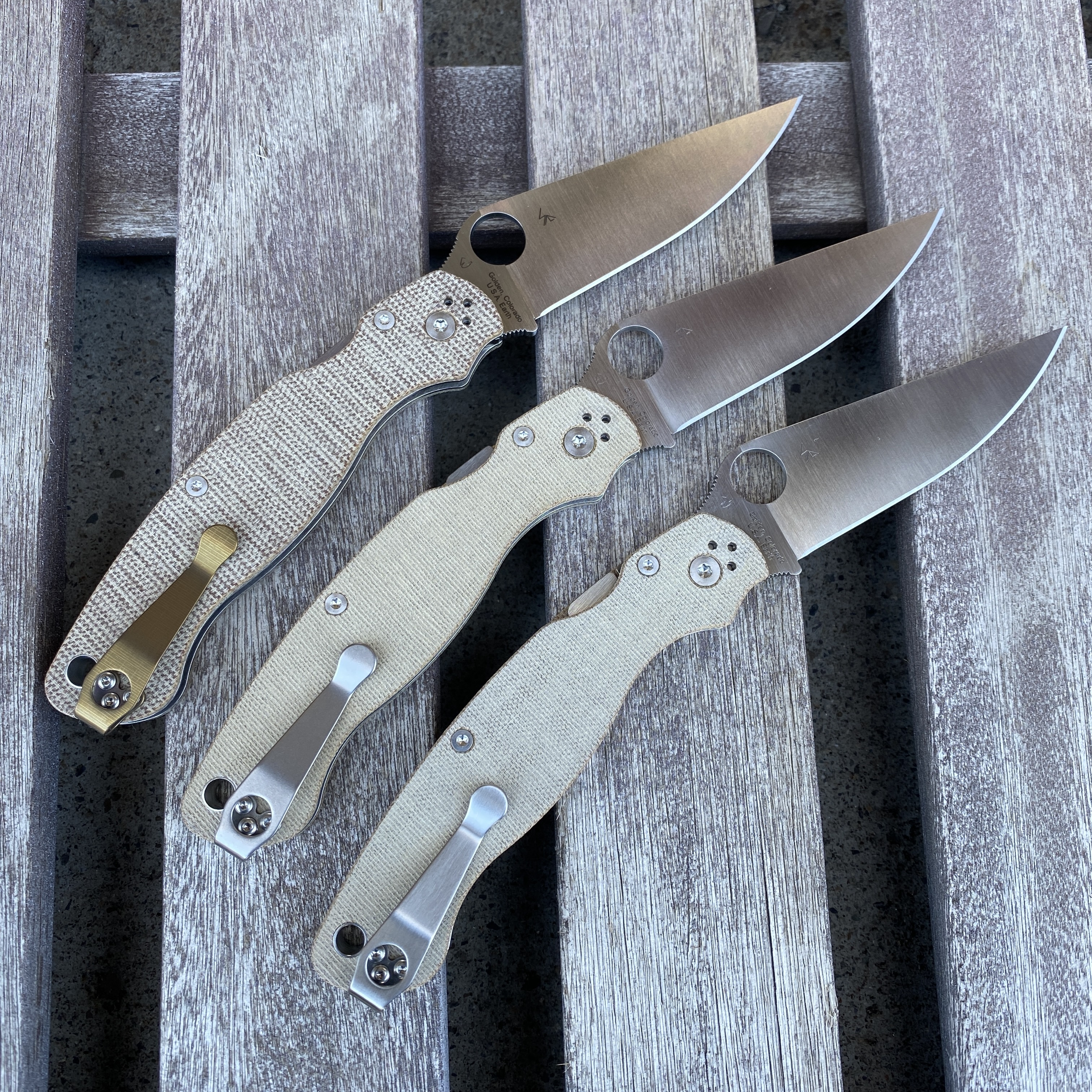 Spyderco Military 2 Brown Canvas Micarta Scales Satin Cru-Wear