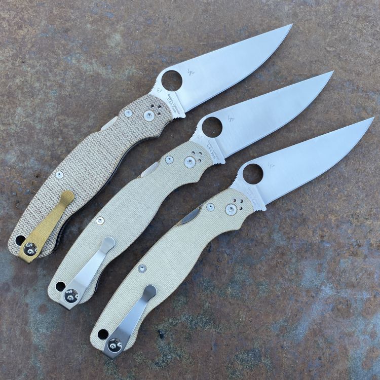 Spyderco Military 2 Brown Canvas Micarta Scales Satin Cru-Wear Blade Folding Knife
