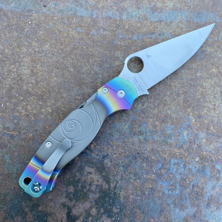 Spyderco PM2 Limited Run High Voltage "Ti Fighter" Titanium Scale Kit
