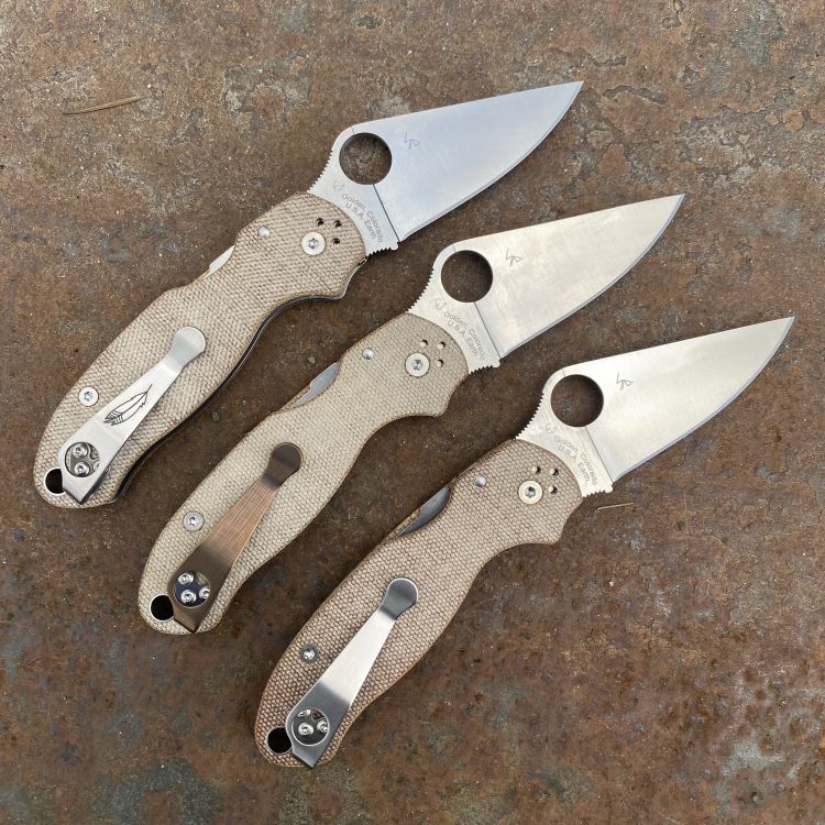 Spyderco Para 3 Brown Canvas Micarta Scales Satin Cru-Wear Blade Folding Knife