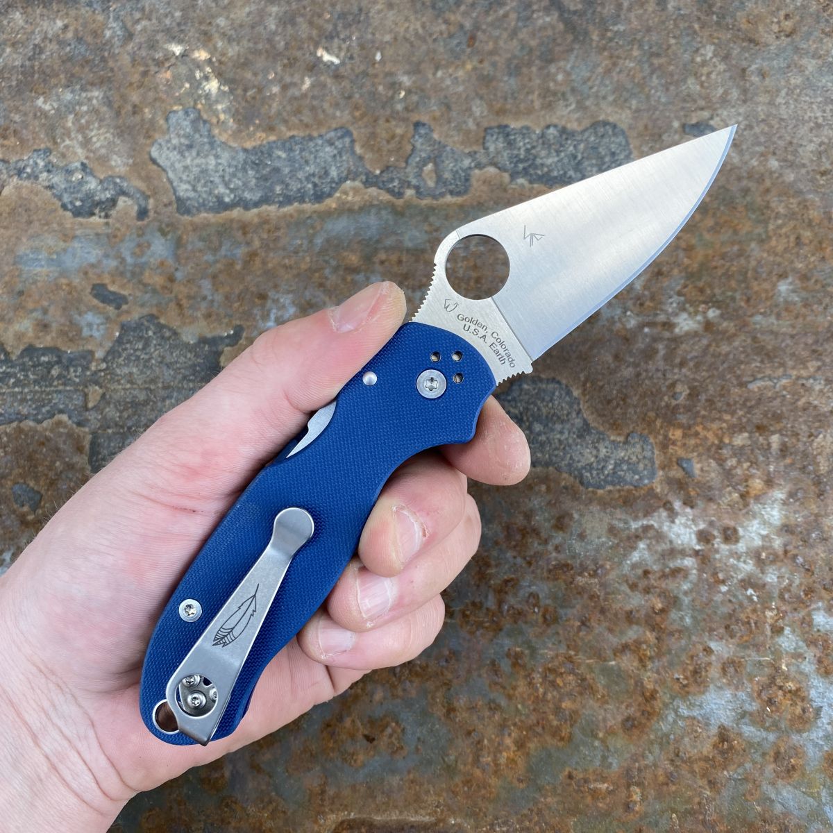 Spyderco Para 3 Cobalt Blue G10 Scales Satin SPY27 Blade