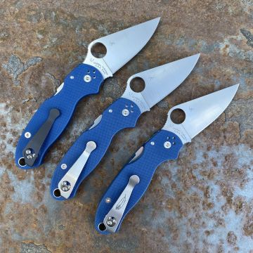 Spyderco Para 3 Cobalt Blue G10 Scales Satin SPY27 Blade Folding Knife